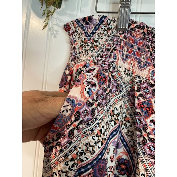 Maurices XL Long Smocked Waist Boho Printed Skirt 100% Rayon Multicolor Womens - Picture 4 of 13